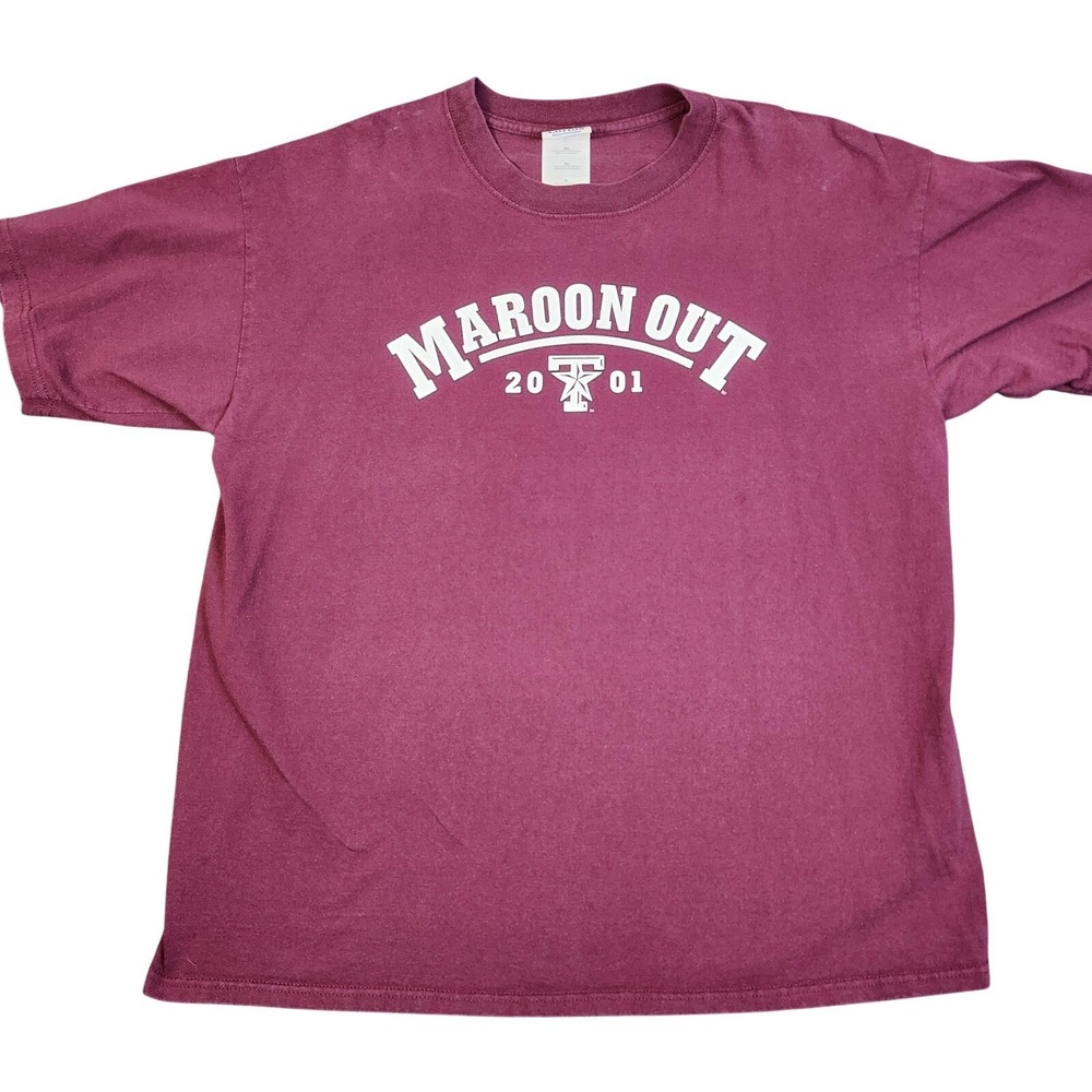 VINTAGE TEXAS A&M MENS XL MAROON NCAA FOOTBALL MAROON OUT 2001 GILDAN EUC
